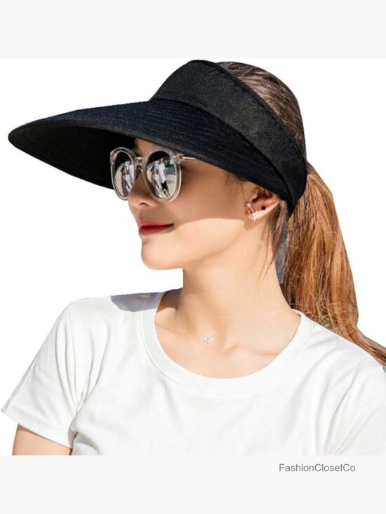 Large Brim Sun Visor Hat UPF50+ UV Protection Cotton Beach Cap main image 7